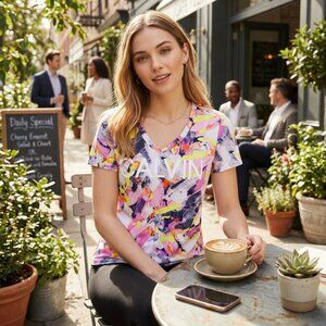 Calvin Klein Performance Plus Size V-Neck Printed Logo T-Shirt, Size 1X